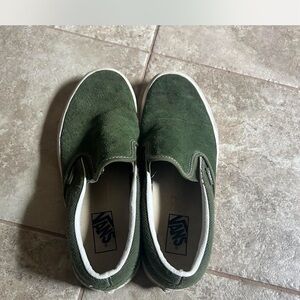 Vans Olive Green Suede Slip-Ons